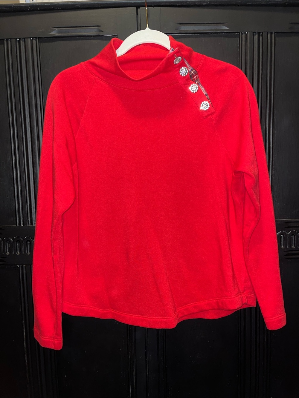 J. Crew Red Button-Shoulder Sweater